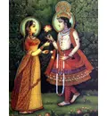 Krishna Offering Flower to Radha (Greeting Card Pack of 10)