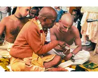 Srila Prabhupada Teaching Gayatri Mantra to Disciple