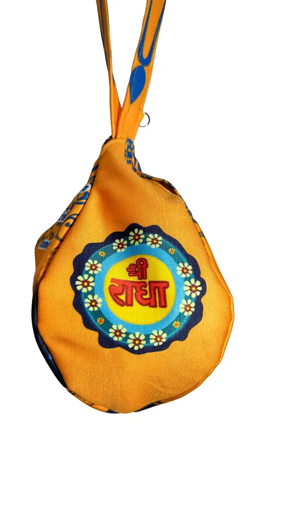 Radha Krishna on Lotus - Digitally Printed Bead-Bag [3 sides and strap] Standard Size
