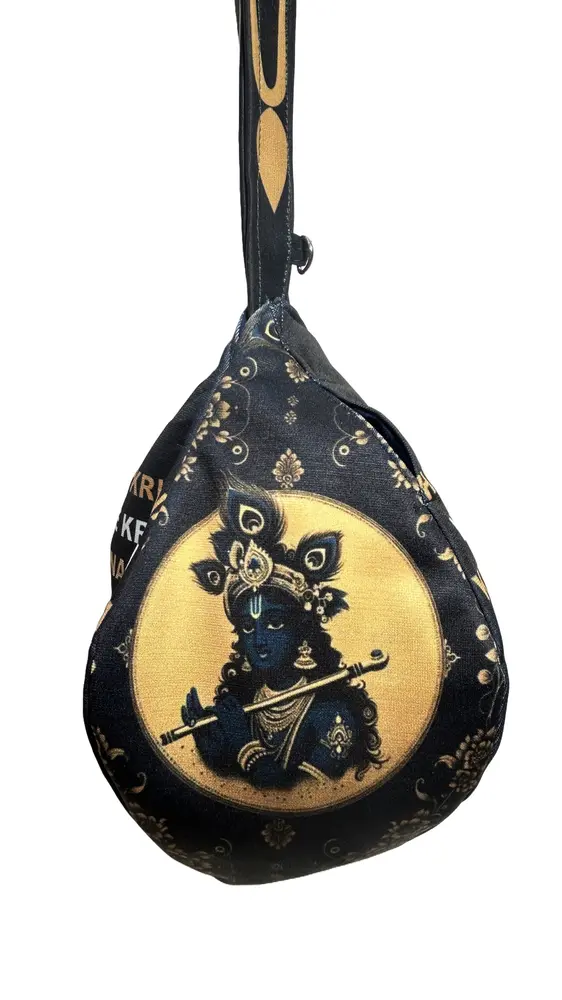 Radha Krishna on Lotus - Digitally Printed Bead-Bag [3 sides and strap] Standard Size