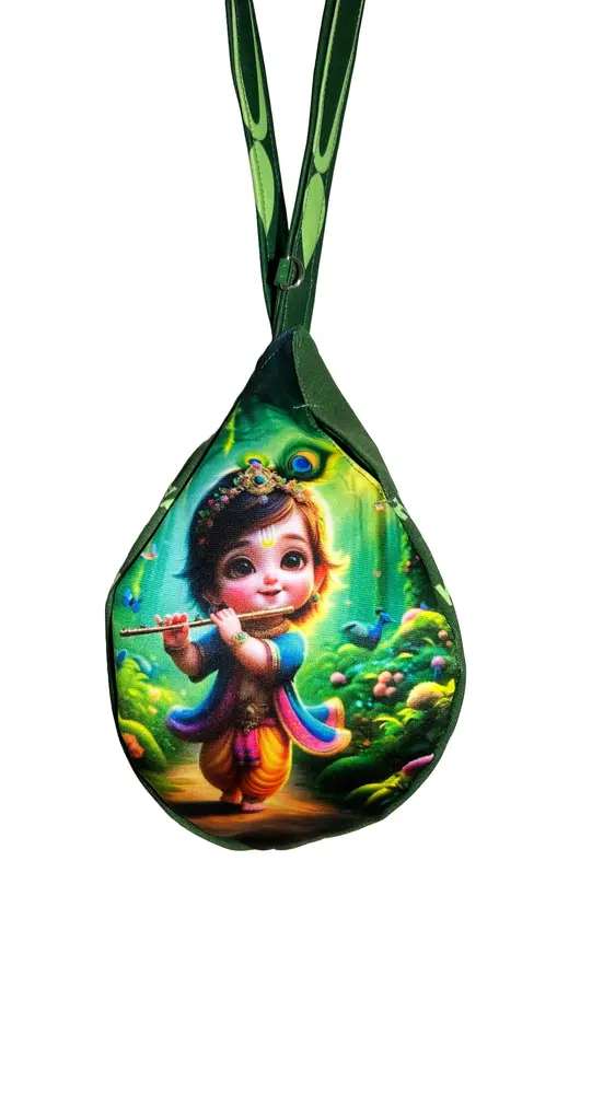 Radha Krishna on Lotus - Digitally Printed Bead-Bag [3 sides and strap] Standard Size