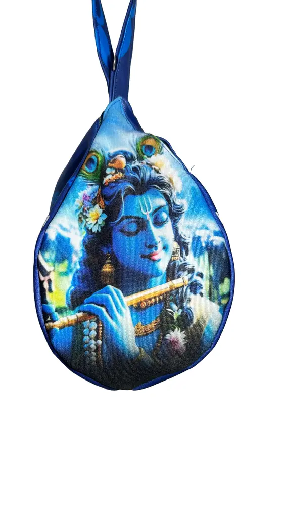 Radha Krishna on Lotus - Digitally Printed Bead-Bag [3 sides and strap] Standard Size