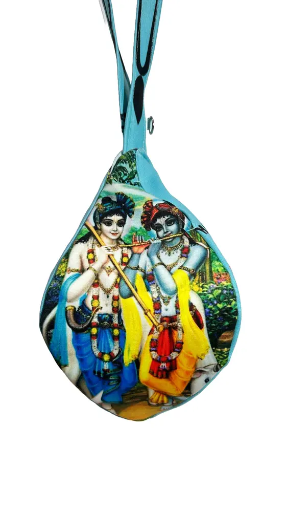 Radha Krishna on Lotus - Digitally Printed Bead-Bag [3 sides and strap] Standard Size