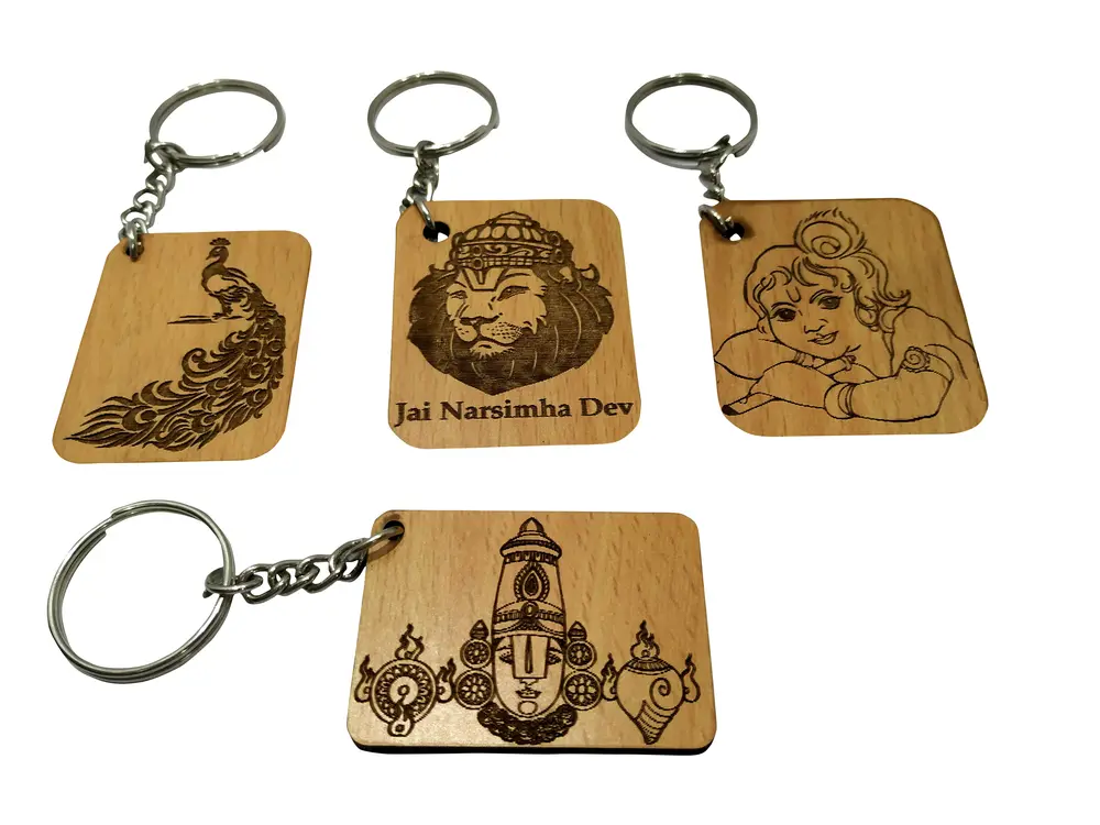 Bamboowood Krishna Keychains Set