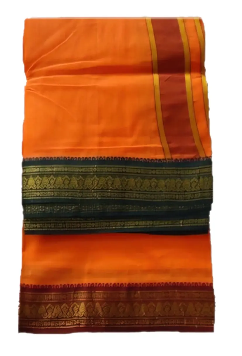 Dhoti / Chadar -- White Cotton Fine, \'Ajanta\'
