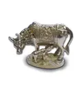 Krishna\'s Cow with Calf -- Solid Brass, Large 4\" x 5.5\"