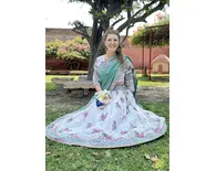 Cow Gopi Dress (White Base) - Pure Cotton