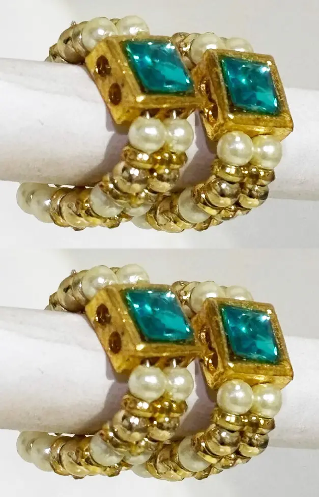 Deity Bracelets -- Colorful Big Diamond with Golden White Pearls_TMS22