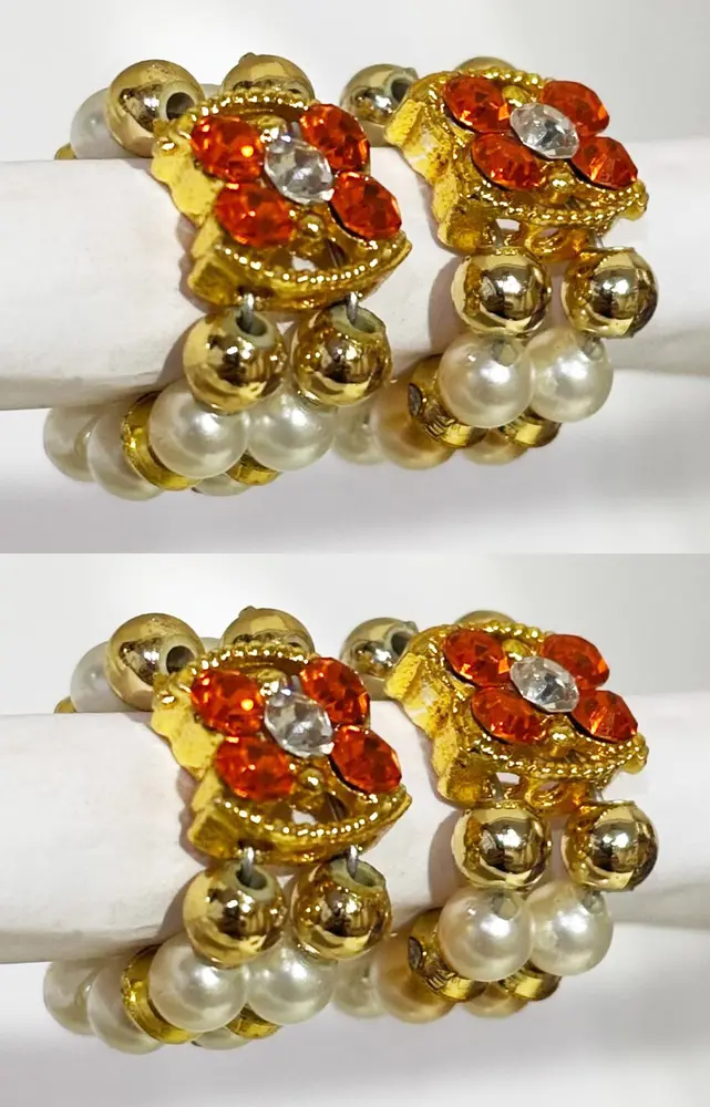 Deity Bracelets -- Colorful Diamonds with Golden White Pearls_TMS26