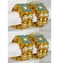 Deity Bracelets -- Colorful Enameled Dots and Golden White Pearls_TMS32