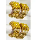 Deity Bracelets -- Colorful Enameled Dots and Golden White Pearls_TMS32
