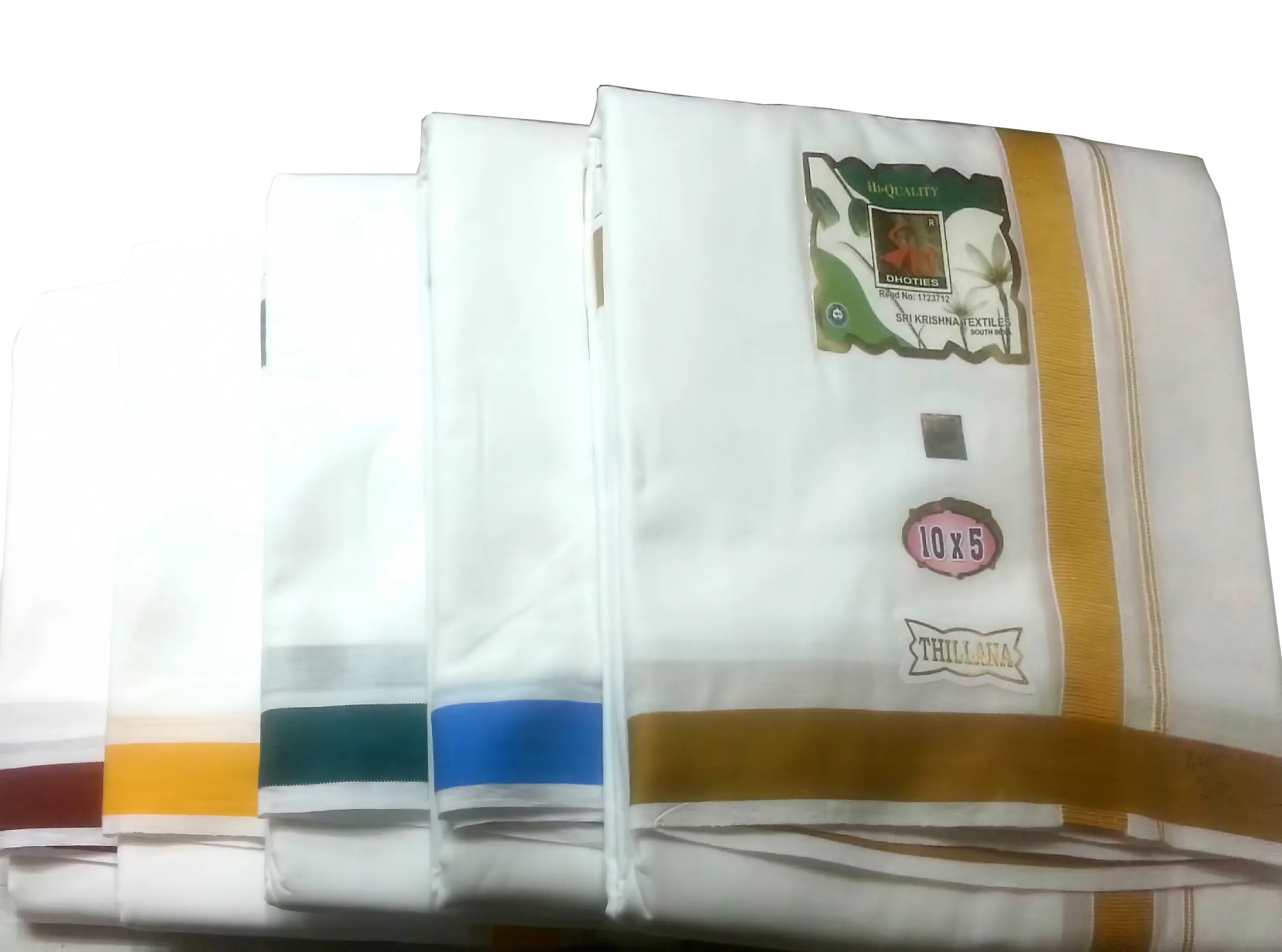 Dhoti / Chadar -- White Cotton Fine, \'Ajanta\'
