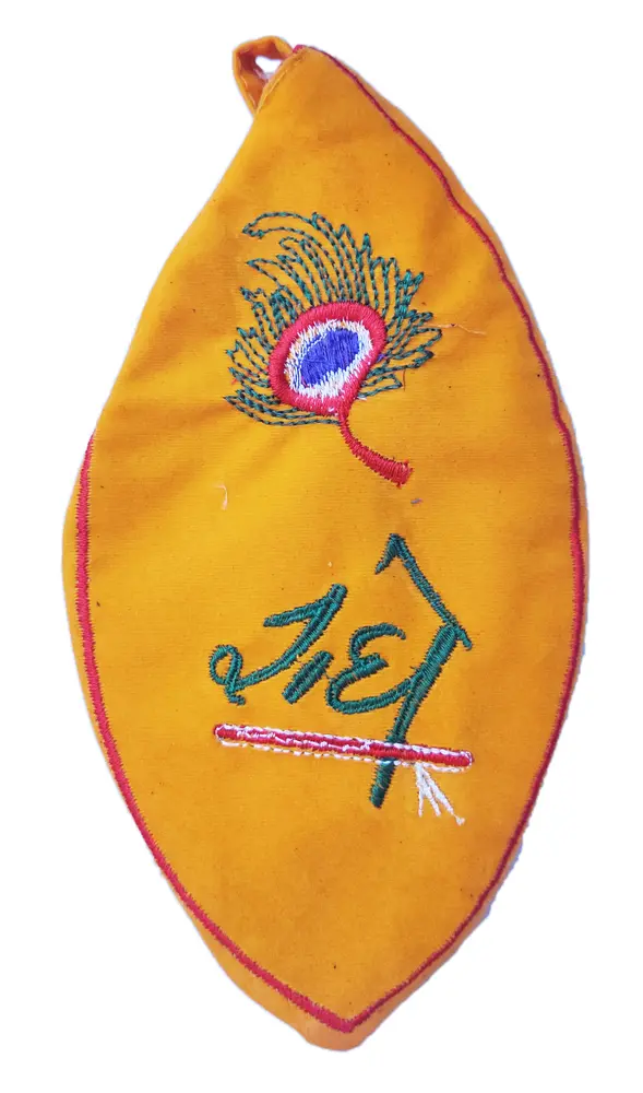 Embroidered Peacock Feather Bead Bag in Velvet Cloth With Zip