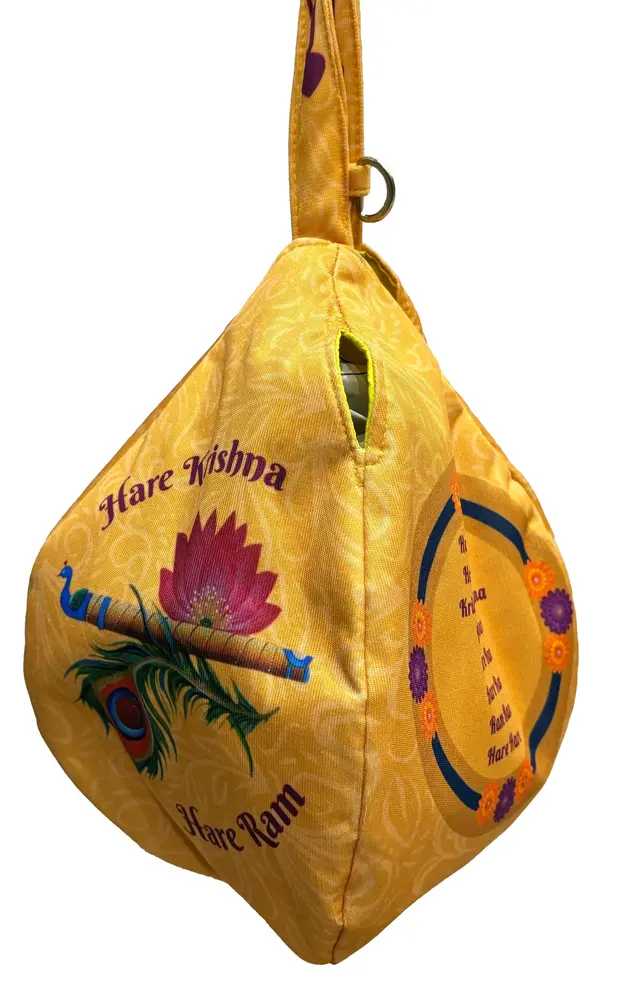 Radha Krishna on Lotus - Digitally Printed Bead-Bag [3 sides and strap] Standard Size