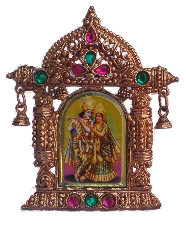 Radha Krishna Desk Stand in Antique Gold or Silver
