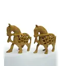 Hand-Carved Wood Horse Figures, Set of 2