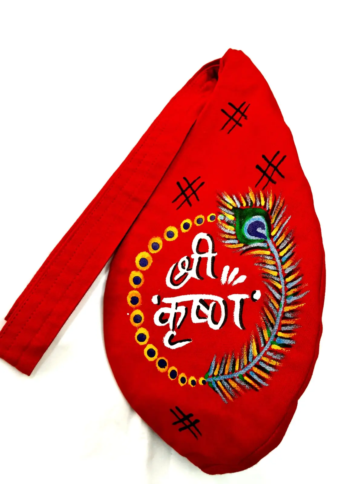 Hand Printed Vrindavan Cow Under Tree Bead Bag