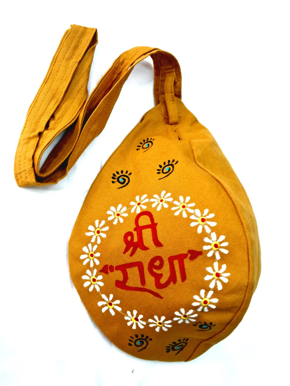 Hand Printed Vrindavan Cow Under Tree Bead Bag