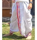 Dhoti Ready-Made With Embroidered Borders - Pure Fine Cotton