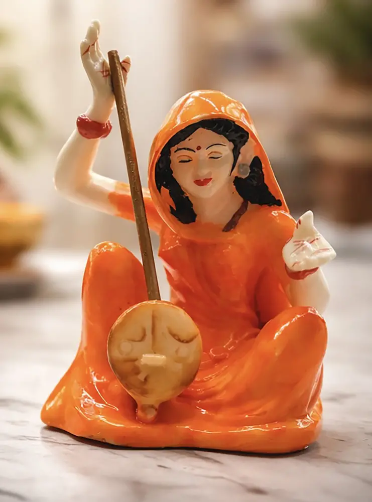Meera with Sitar, also known as Mira Bai Polyresin Figure (5\" high)