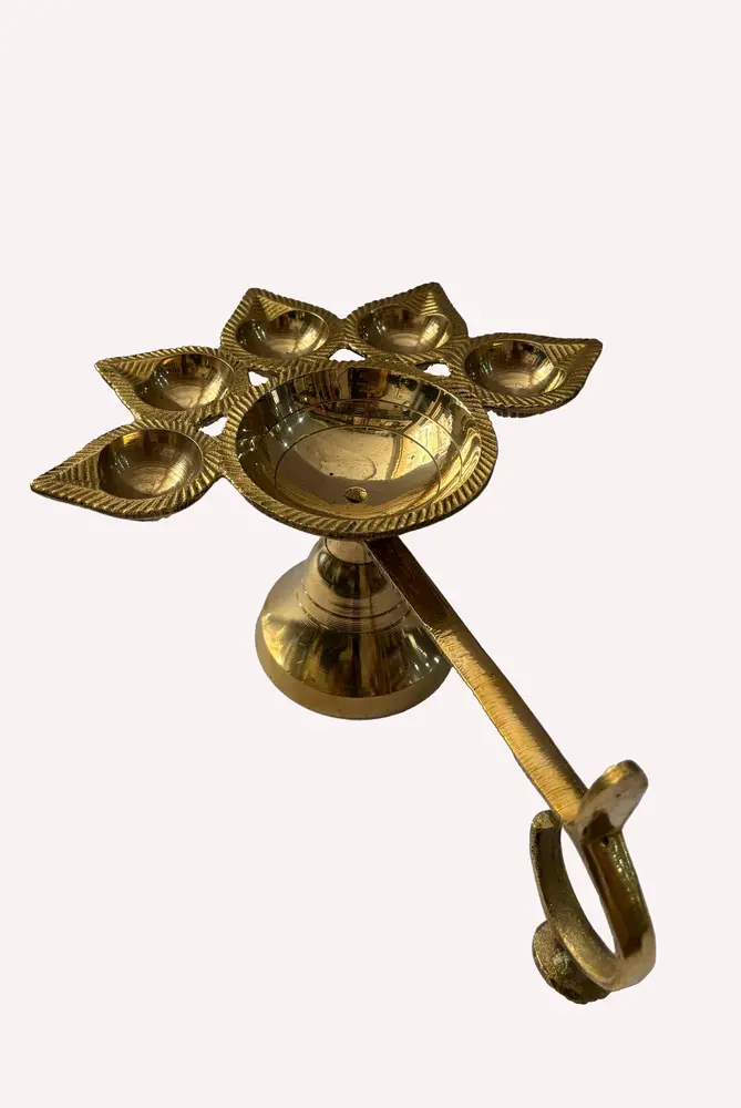 Jumbo 5 Ghee Wick Lamp -- Brass