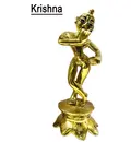 Krishna Balaram Deities Lotus Base (Brass 7\")