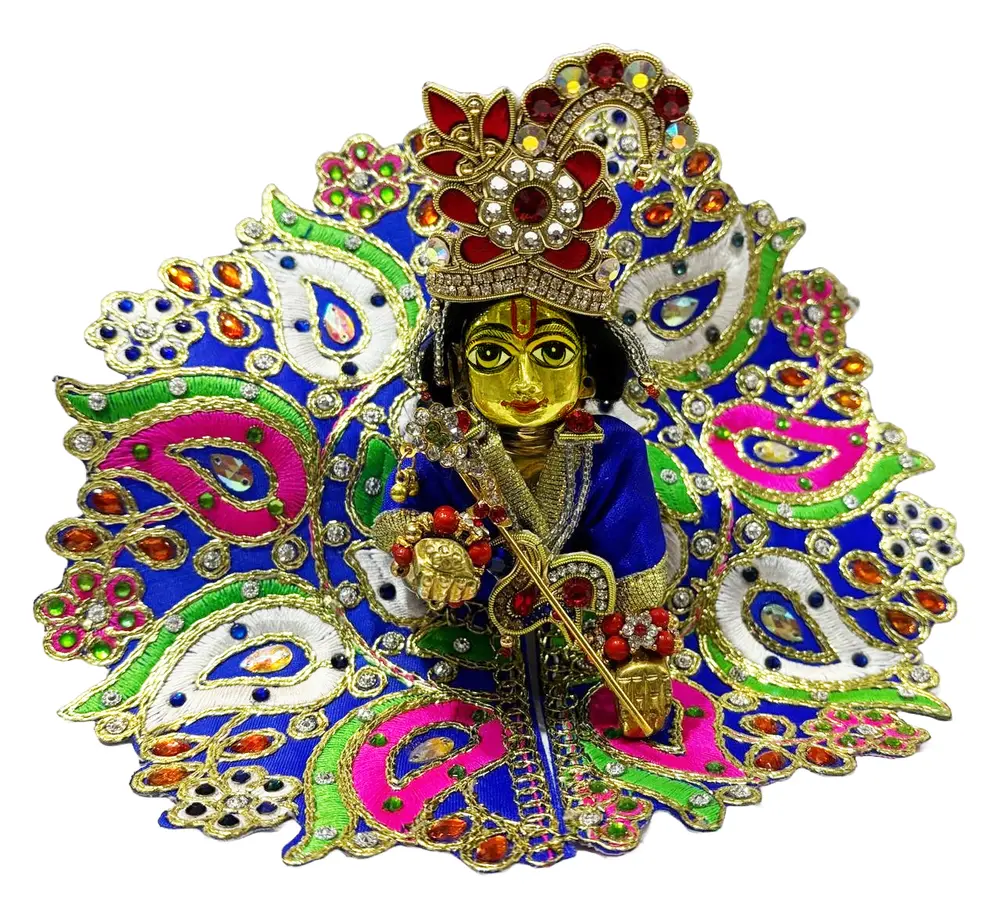 Laddu Gopal Royal Blue Paisley Gem Attire