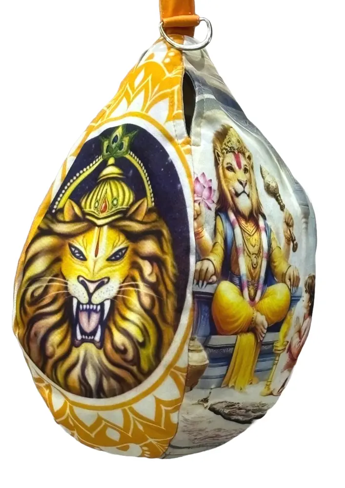 Radha Krishna on Lotus - Digitally Printed Bead-Bag [3 sides and strap] Standard Size
