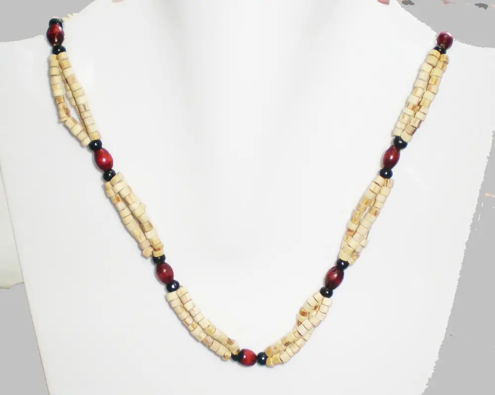 Tulsi Neck Beads - 3 Strand w/ Red & Black Beads