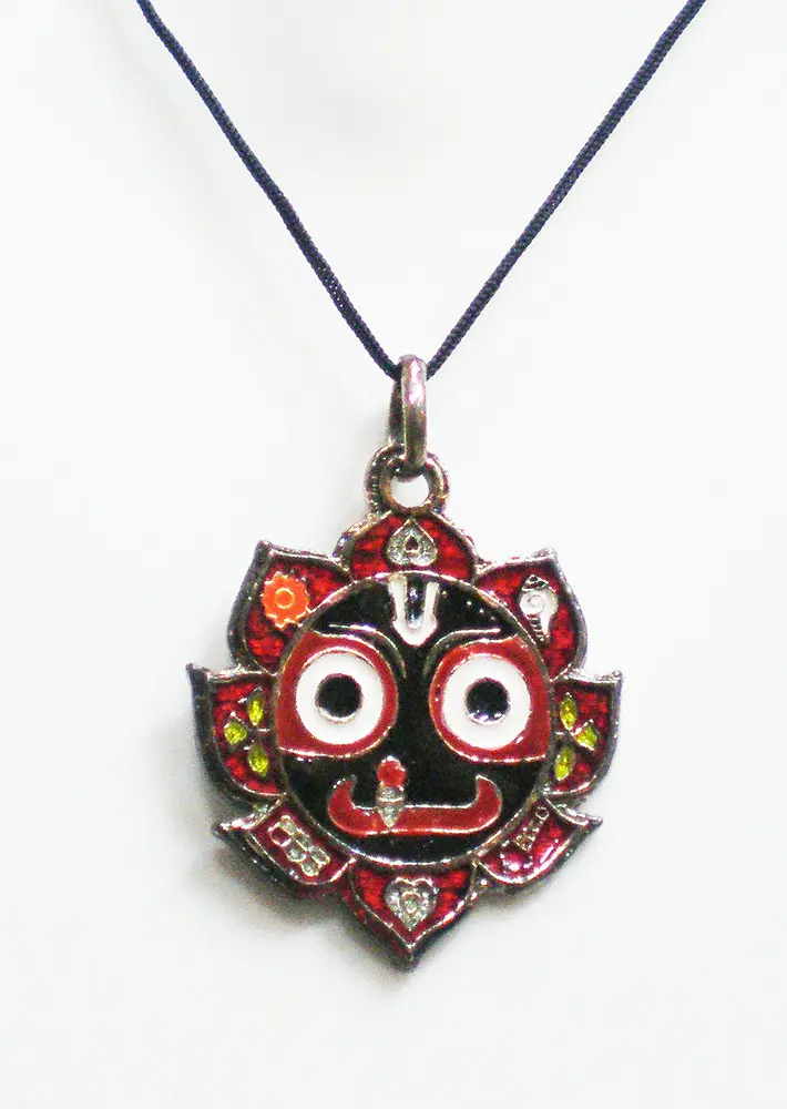 Big Jagannath on Lotus Pendant with Black thread