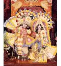 Radha-Krishna Deities with Bright Flowers (Yellow)