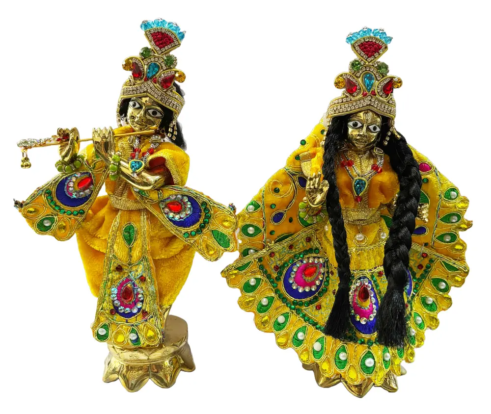 Radha Krishna Deity Dress Pearls, Sequins, Multicolor Gems Classy Threaded Work
