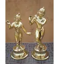 Radha Krishna Deities (Brass 16\" Round Base)