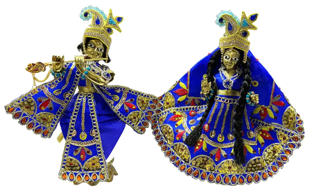 Radha Krishna Deity Dress Golden Gems Multicolor Diamonds