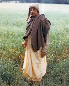 Srila Prabhupada in France, Standing in Grassy Field