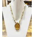 Tulsi Neck Beads -- Sanskrit Sri Radha Name on Lotus