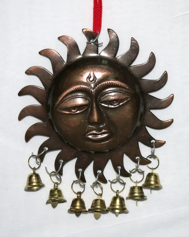 Hanging Surya / Sun Decoration with Bells (Pack of 3)