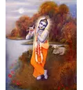 Krishna Playing His Flute by the Yamuna River