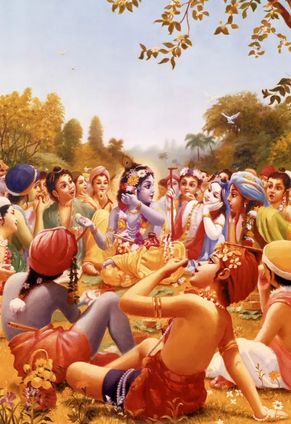 Krishna and His Cowherd Boyfriends Take Prasadam