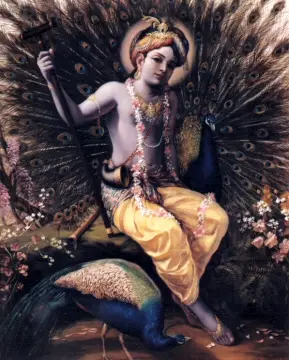Krishna with Large Peacock
