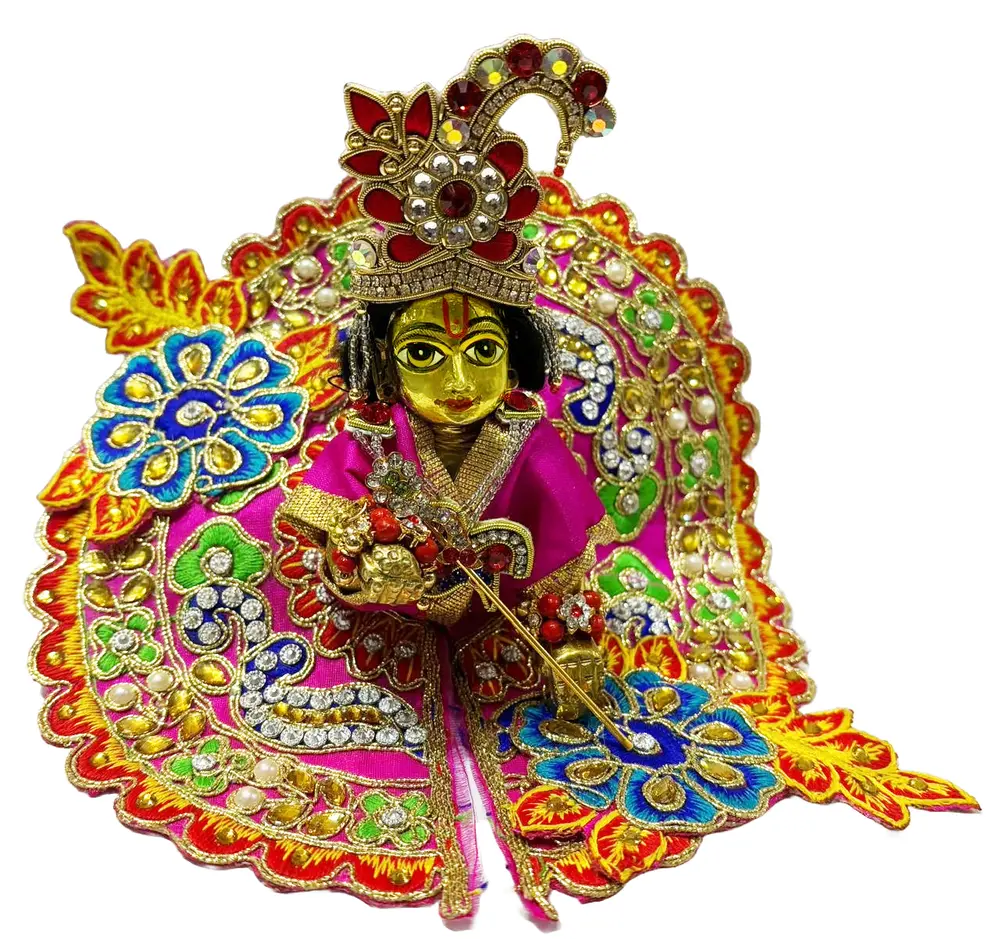 Laddu Gopal Vibrant Pink Floral Embellished Attire