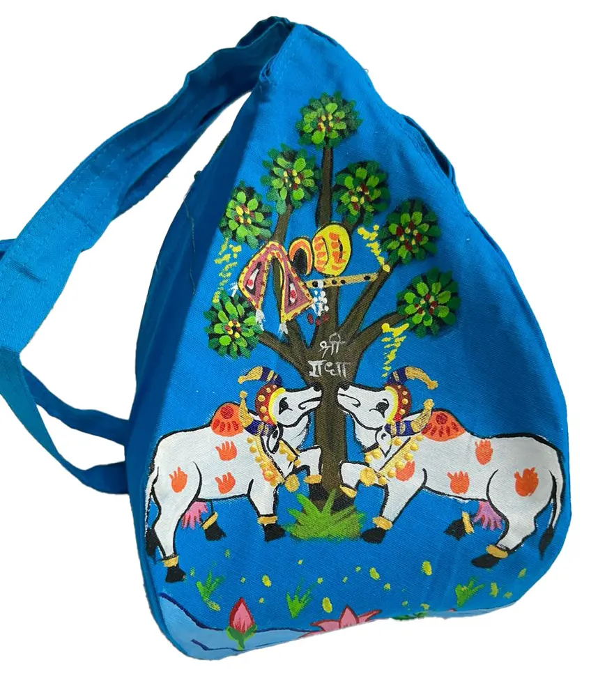 Hand-painted Sri Radha Bead Bag