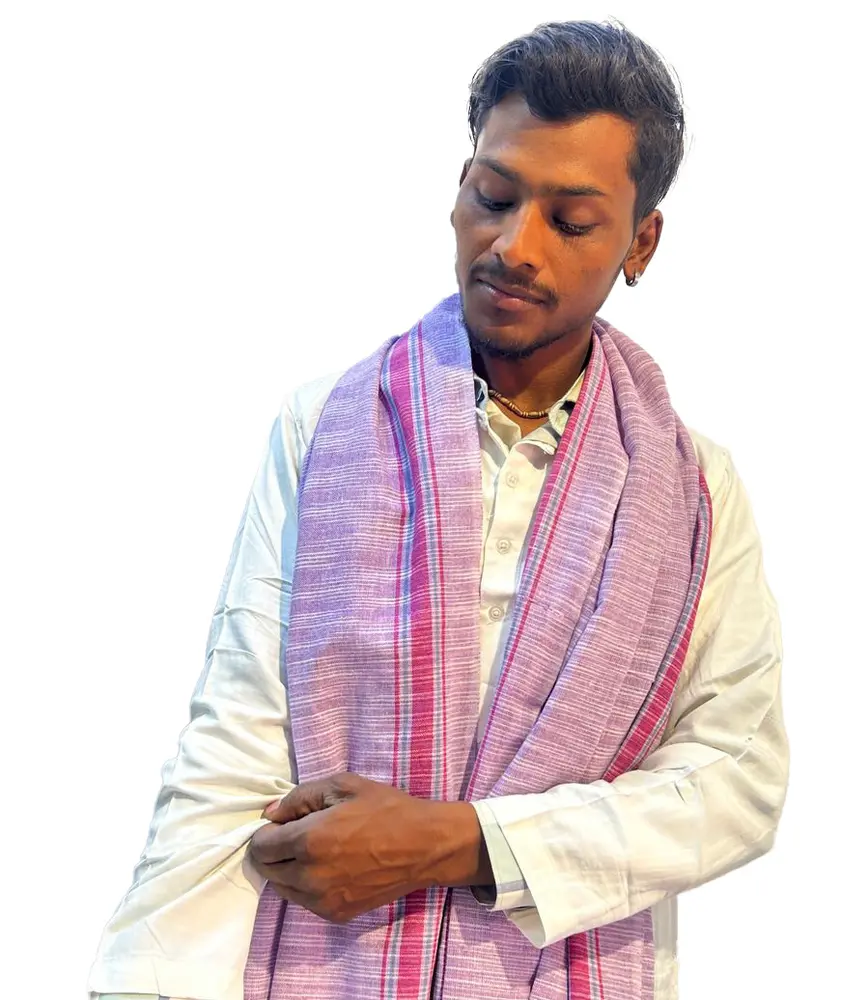 Gamcha, Khadi, large size (195x85cm) -- Traditional Indian Bathing Towel
