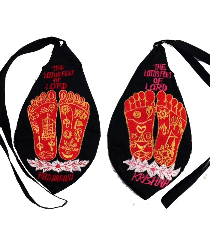 Radha & Krishna Lotus Feet Japa Bead Bag