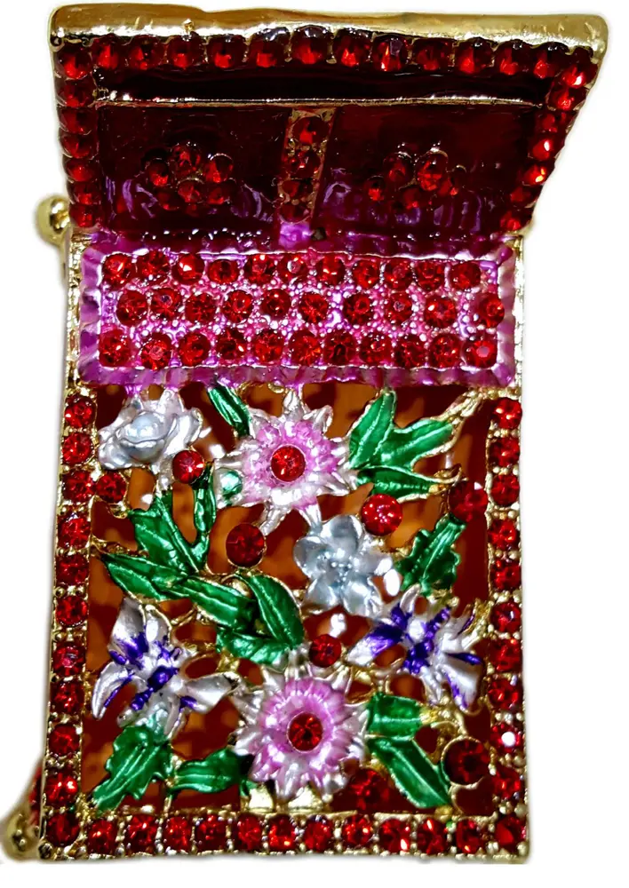 Bed for Deities to Take Rest -- Metal and Jewels -- 2.5\"