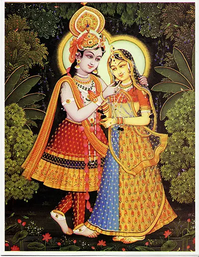 Radha Krishna Standing (Greeting Card Pack of 10)