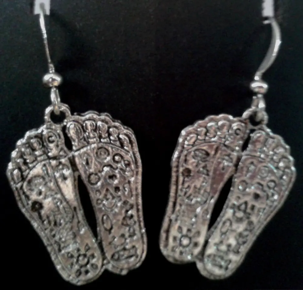 Earrings Small Lotus Feet (one side Krishna other side Radharani)(Pair)