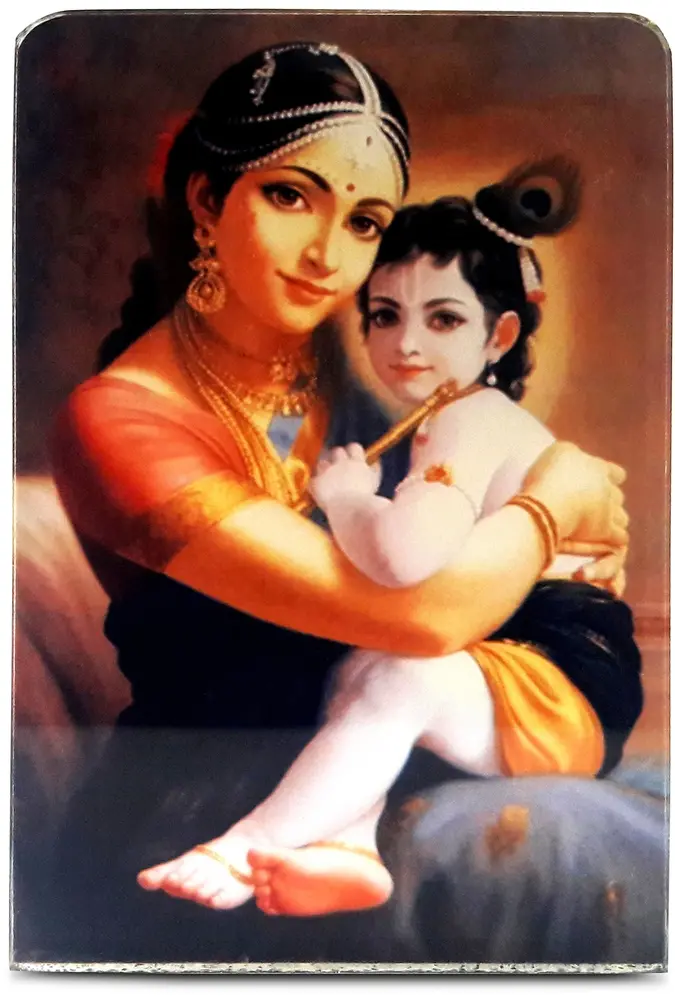Acrylic Stand -- Krishna in the Lap of Mother Yasoda (2\" x 3\")