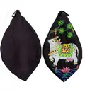 Hand Printed Cow Bead Bag with Pearls