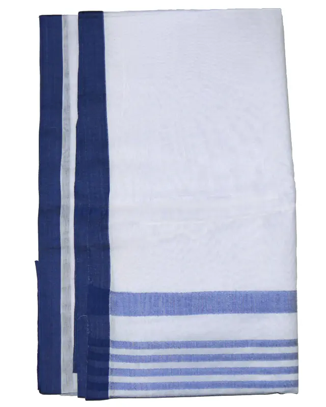 Sari, Cotton -- Plain White with Plain Color Borders